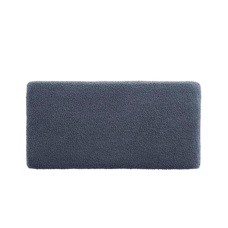 Linon Hawn Rectangle Storage Ottoman Dark Wood Trim in Blue Grey Sherpa