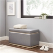 Linon Hawn Rectangle Storage Ottoman Natural Wood Trim in Grey Faux Leather