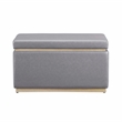 Linon Hawn Rectangle Storage Ottoman Natural Wood Trim in Grey Faux Leather