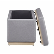 Linon Hawn Rectangle Storage Ottoman Natural Wood Trim in Grey Faux Leather