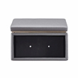 Linon Hawn Rectangle Storage Ottoman Natural Wood Trim in Grey Faux Leather
