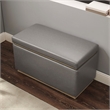 Linon Hawn Rectangle Storage Ottoman Natural Wood Trim in Grey Faux Leather
