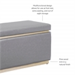 Linon Hawn Rectangle Storage Ottoman Natural Wood Trim in Grey Faux Leather