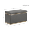 Linon Hawn Rectangle Storage Ottoman Natural Wood Trim in Grey Faux Leather