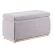 Linon Hawn Rectangle Storage Ottoman Natural Wood Trim in Soft Grey Sherpa