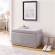 Linon Hawn Rectangle Storage Ottoman Natural Wood Trim in Soft Grey Sherpa