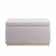 Linon Hawn Rectangle Storage Ottoman Natural Wood Trim in Soft Grey Sherpa