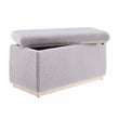Linon Hawn Rectangle Storage Ottoman Natural Wood Trim in Soft Grey Sherpa