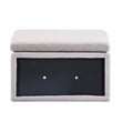 Linon Hawn Rectangle Storage Ottoman Natural Wood Trim in Soft Grey Sherpa