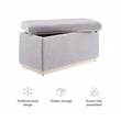 Linon Hawn Rectangle Storage Ottoman Natural Wood Trim in Soft Grey Sherpa