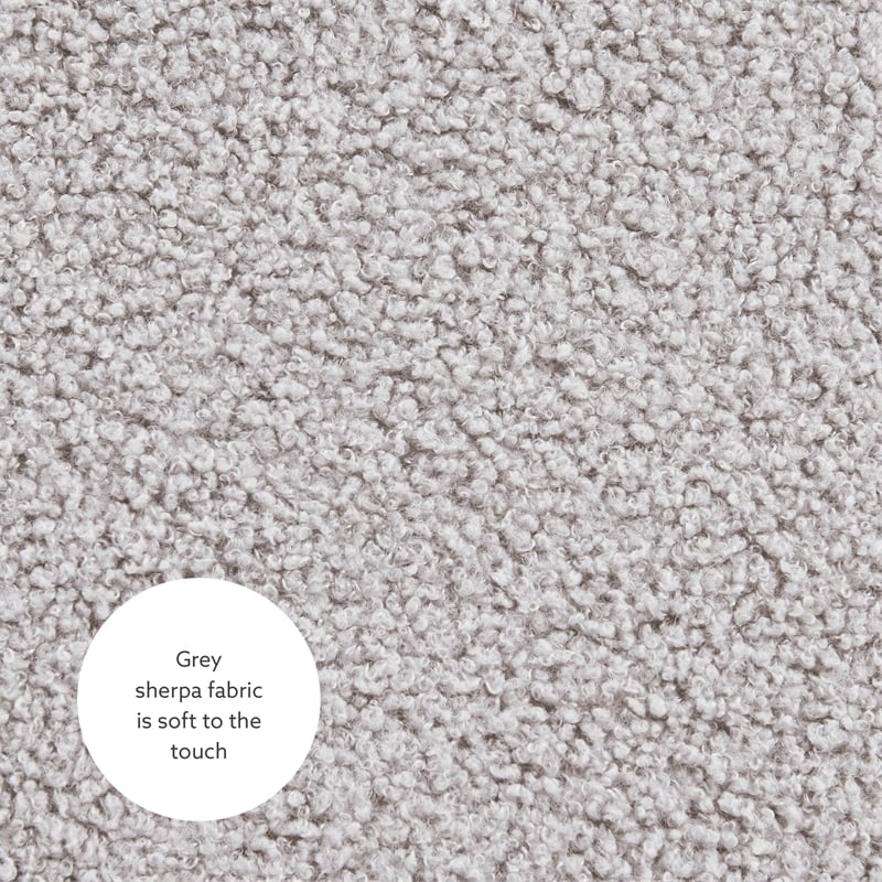 Linon Hawn Rectangle Storage Ottoman Natural Wood Trim in Soft Grey Sherpa