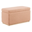 Linon Hawn Rectangle Storage Ottoman Natural Wood Trim in Soft Tan Sherpa