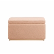 Linon Hawn Rectangle Storage Ottoman Natural Wood Trim in Soft Tan Sherpa