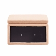 Linon Hawn Rectangle Storage Ottoman Natural Wood Trim in Soft Tan Sherpa