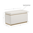 Linon Hawn Rectangle Storage Ottoman Natural Wood Trim in White Faux Leather