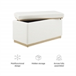 Linon Hawn Rectangle Storage Ottoman Natural Wood Trim in White Faux Leather
