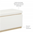Linon Hawn Rectangle Storage Ottoman Natural Wood Trim in White Faux Leather