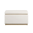 Linon Hawn Rectangle Storage Ottoman Natural Wood Trim in White Faux Leather