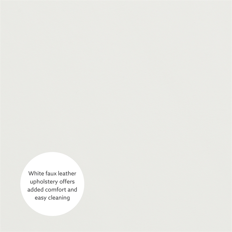 Linon Hawn Rectangle Storage Ottoman Natural Wood Trim in White Faux Leather