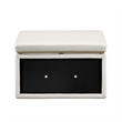 Linon Hawn Rectangle Storage Ottoman Natural Wood Trim in White Faux Leather