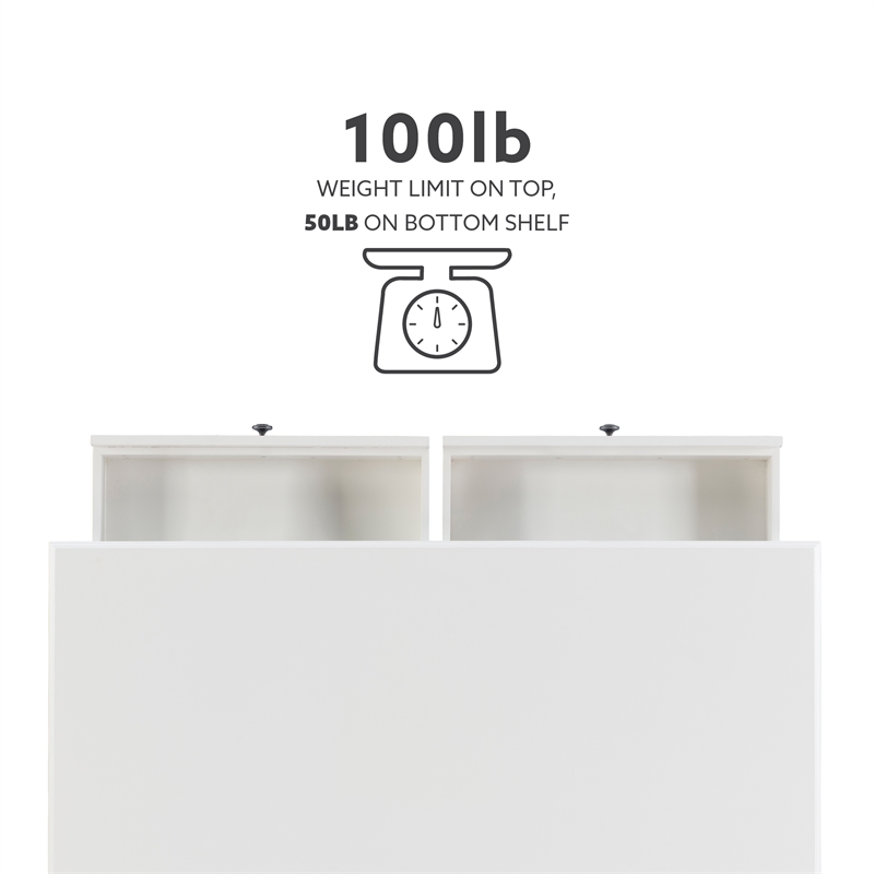 Linon Mavis Wood Coffee Table with 2 Drawers & Bottom Shelf in White