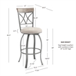 Linon Hamilton Metal Swivel Barstool Padded Beige Seat in Matte Pewter