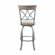 Linon Hamilton Metal Swivel Barstool Padded Beige Seat in Matte Pewter
