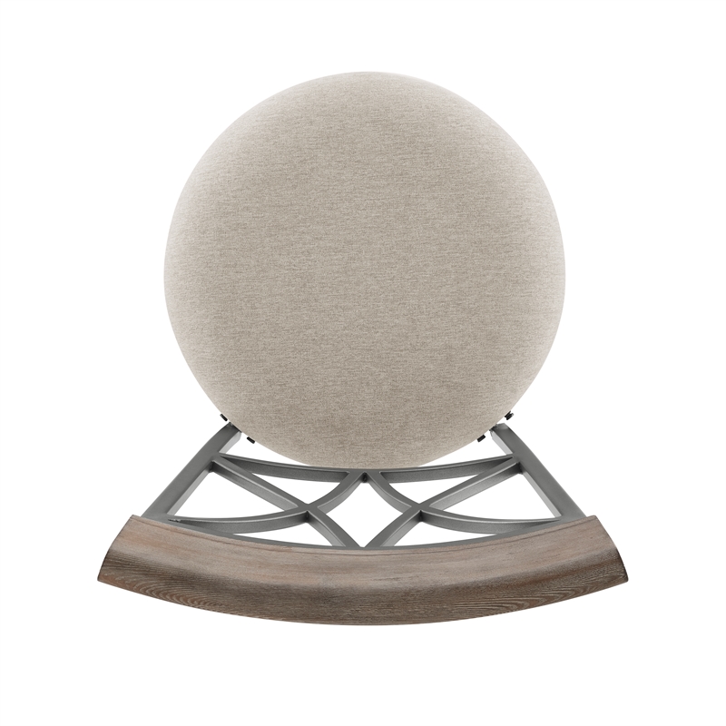 Linon Hamilton Metal Swivel Barstool Padded Beige Seat in Matte Pewter