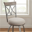 Linon Hamilton Metal Swivel Barstool Padded Beige Seat in Matte Pewter