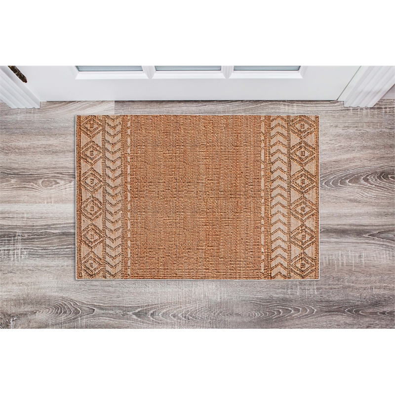 Linon Marion Lansing Polyester 2' x 3' Accent Rug in Cream