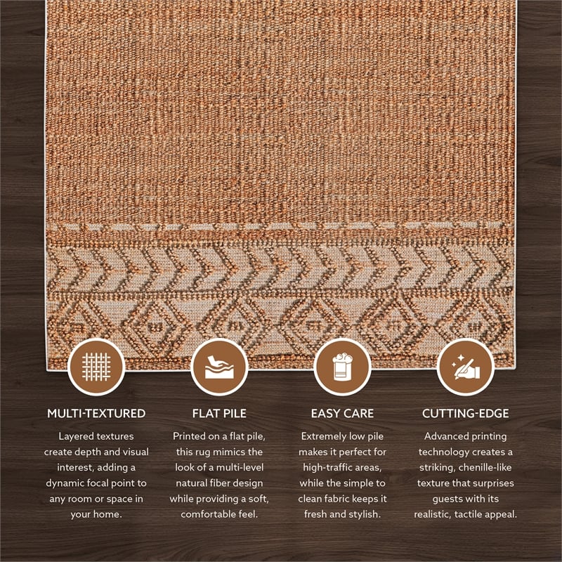 Linon Marion Lansing Polyester 8' x 10' Area Rug in Cream