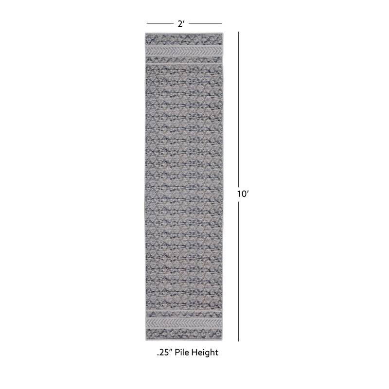 Linon Marion Macomb Polyester 2' x 10' Runner Rug in Cream