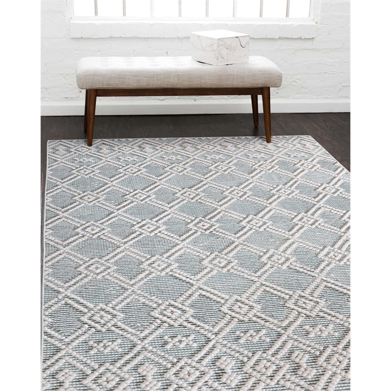 Linon Marion Helia Polyester 5' x 7' Area Rug in Cream