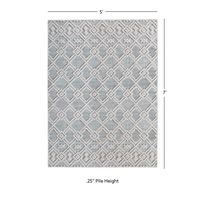 Linon Marion Helia Polyester 5' x 7' Area Rug in Cream