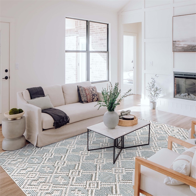 Linon Marion Helia Polyester 8' x 10' Area Rug in Cream