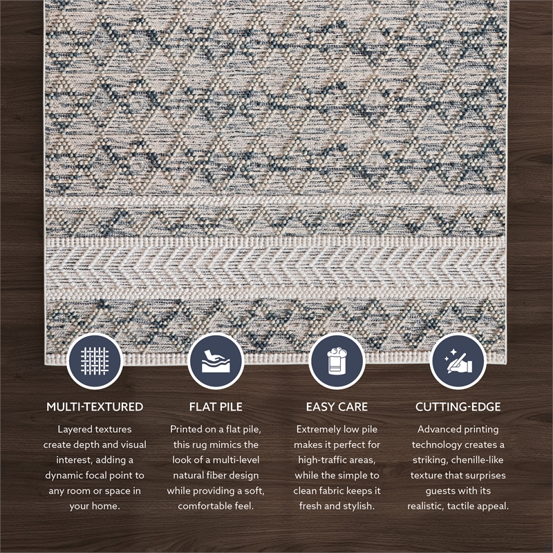 Linon Marion Macomb Polyester 8' x 10' Area Rug in Cream