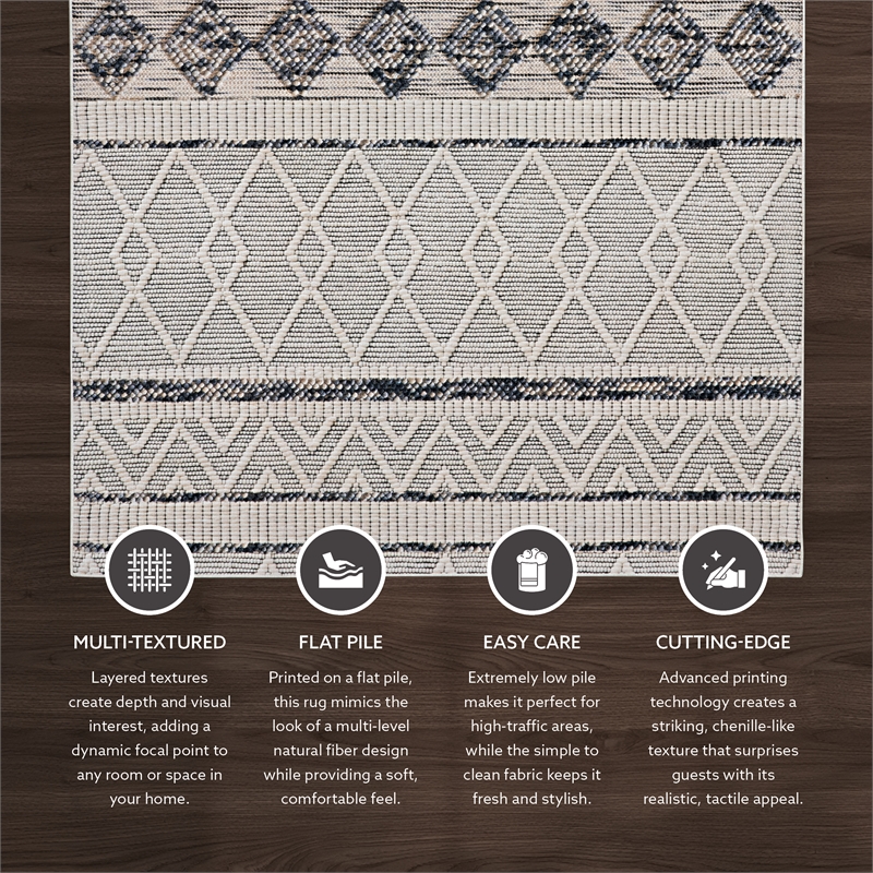 Linon Marion Novi Polyester 2' x 3' Accent Rug in Cream