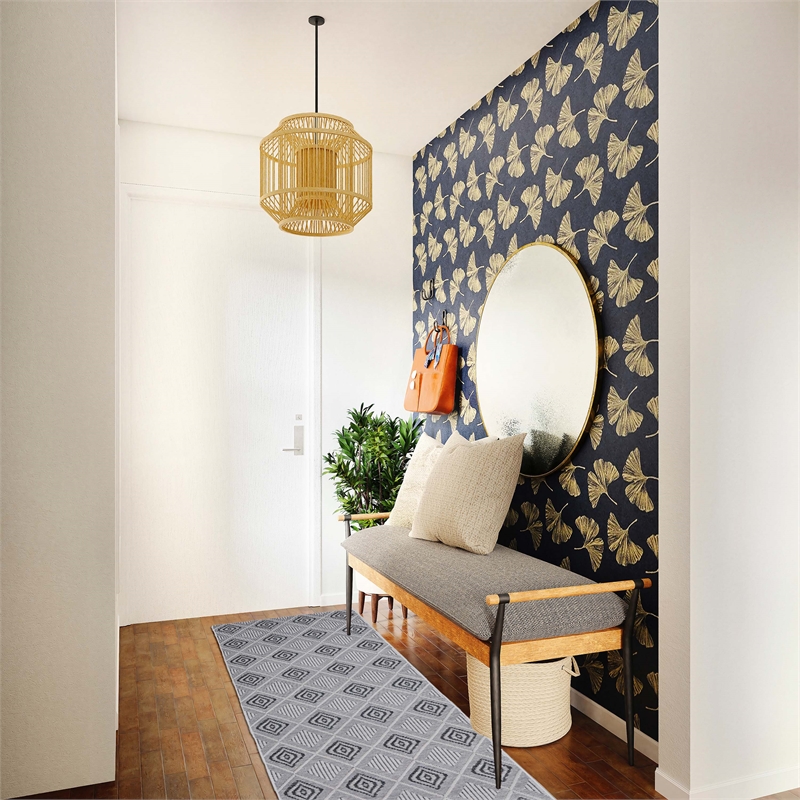 Linon Marion Marko Polyester 2' x 10' Runner Rug in Cream