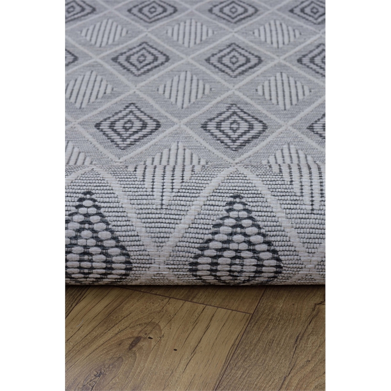 Linon Marion Marko Polyester 2' x 10' Runner Rug in Cream