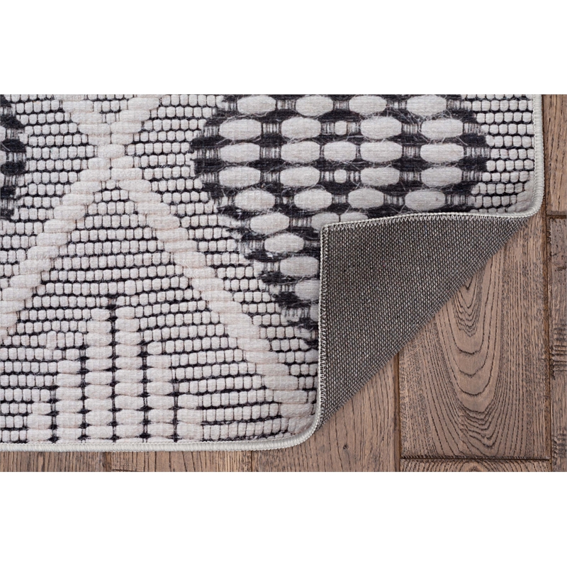 Linon Marion Marko Polyester 2' x 10' Runner Rug in Cream