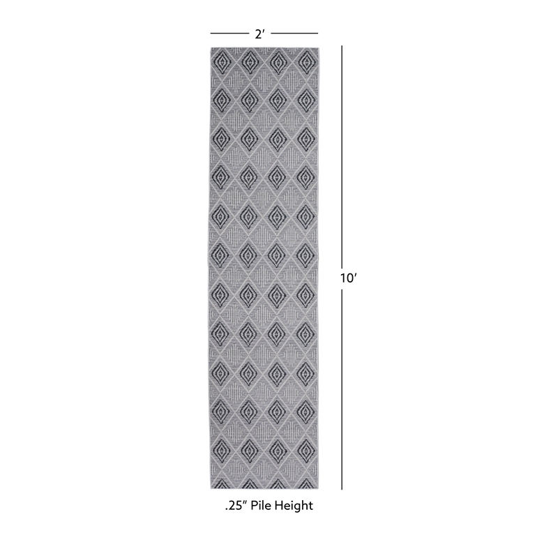 Linon Marion Marko Polyester 2' x 10' Runner Rug in Cream