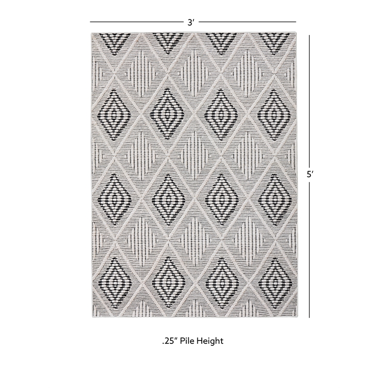 Linon Marion Marko Polyester 3' x 5' Accent Rug in Cream