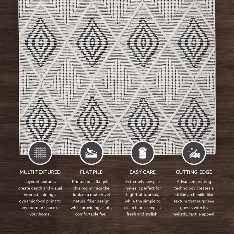 Linon Marion Marko Polyester 3' x 5' Accent Rug in Cream