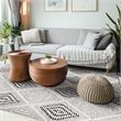 Linon Marion Marko Polyester 8' x 10' Area Rug in Cream