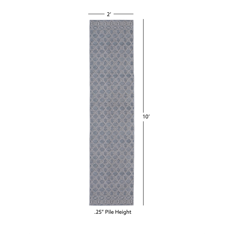 Linon Marion Helia Polyester 2' x 10' Runner Rug in Cream