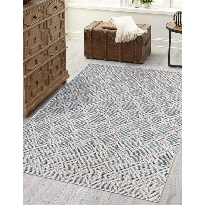 Linon Marion Helia Polyester 3' x 5' Accent Rug in Cream