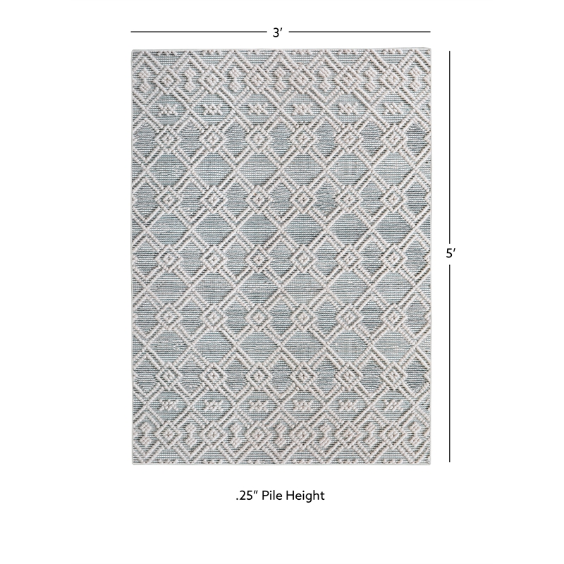 Linon Marion Helia Polyester 3' x 5' Accent Rug in Cream