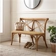 Linon Dallas Bentwood Bench X-Back Rattan Seat in Rustic Antique Brown