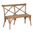Linon Dallas Bentwood Bench X-Back Rattan Seat in Rustic Antique Brown