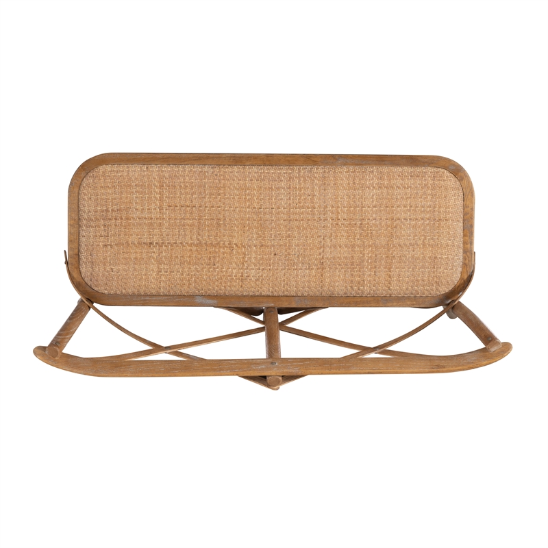 Linon Dallas Bentwood Bench X-Back Rattan Seat in Rustic Antique Brown